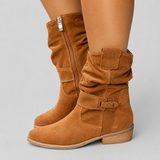 Bottes Rhes femme en suédine Cheville avec à fermeture éclair et Bout rond