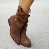 Bottes Rhes femme en suédine Cheville avec à fermeture éclair et Bout rond