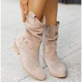 Bottes Rhes femme en suédine Cheville avec à fermeture éclair et Bout rond