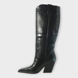 Külli | Bottes élégantes à talon en cuir effet crocodile