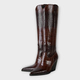 Külli | Bottes élégantes à talon en cuir effet crocodile