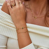 Victory | Bracelet en onyx et pierre précieuse blanche