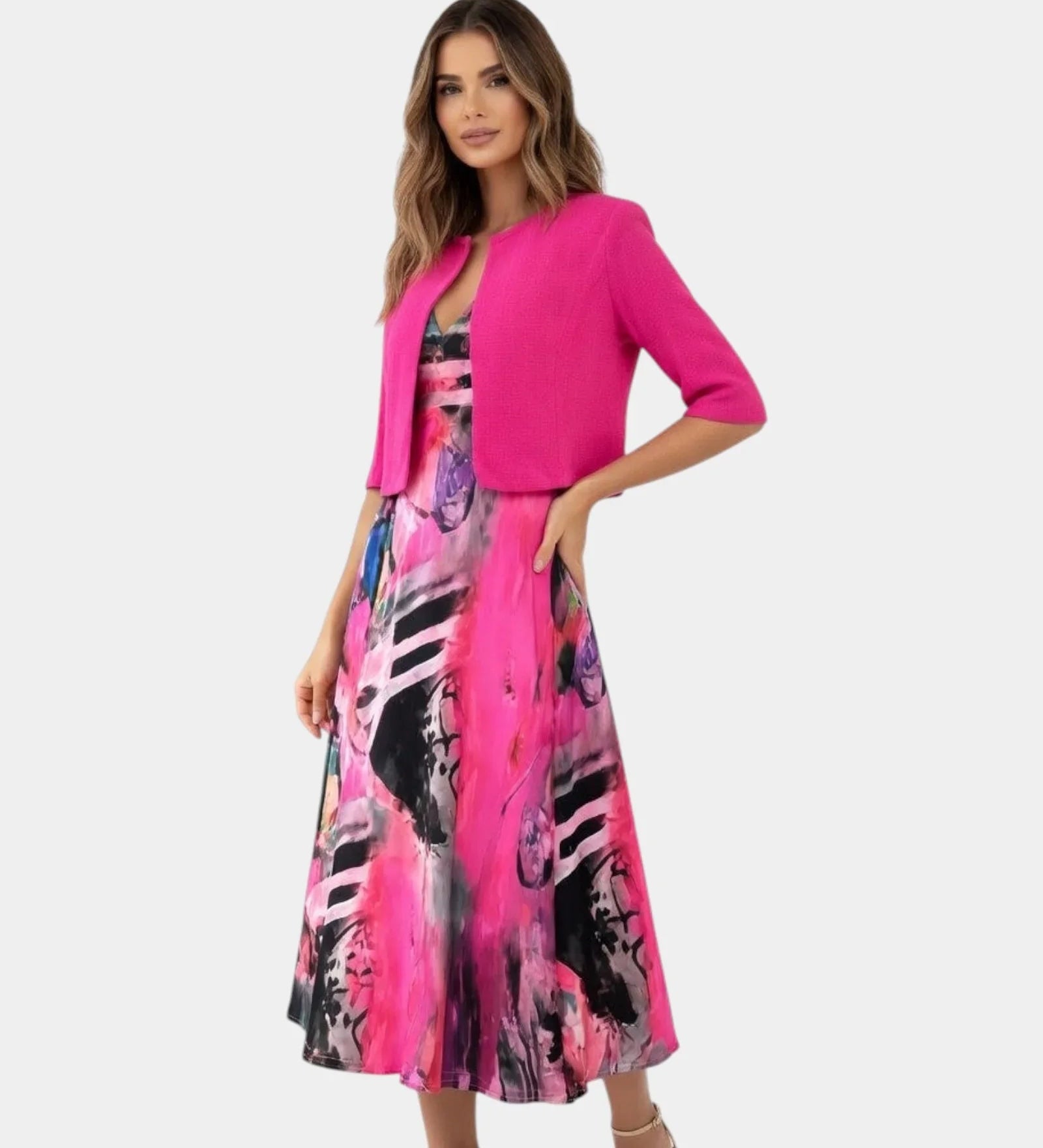 Stacy | Robe midi avec Coordinating Veste