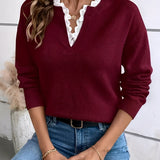 Pull Élégant en maille avec un gracieux col EN DENTELLE