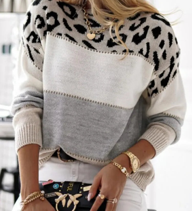 Theresa | Pull Élégant à imprimé léopard pour femme, Perfect pour l’hiver