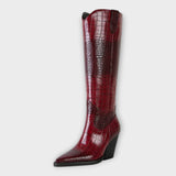 Külli | Bottes élégantes à talon en cuir effet crocodile