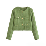 Daria | Blazer en tweed vert émeraude