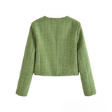 Daria | Blazer en tweed vert émeraude