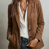 Veste Viola – Rétro en suédine avec surpiqûres contrastées détails