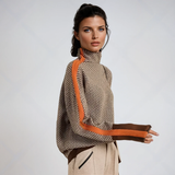 Lucía | Pull à col montant avec rayures contrastées