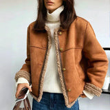 Rosalie | Veste bouton-détail en cuir