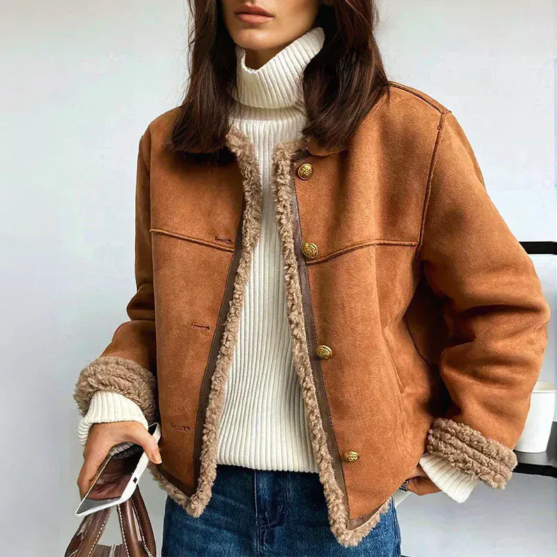 Rosalie | Veste bouton-détail en cuir