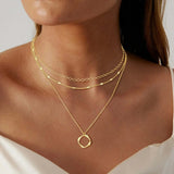 Pauline | Collier Intemporel doré superposé pendentif