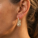 boucles d’oreilles fleurs turquoise plaquées or
