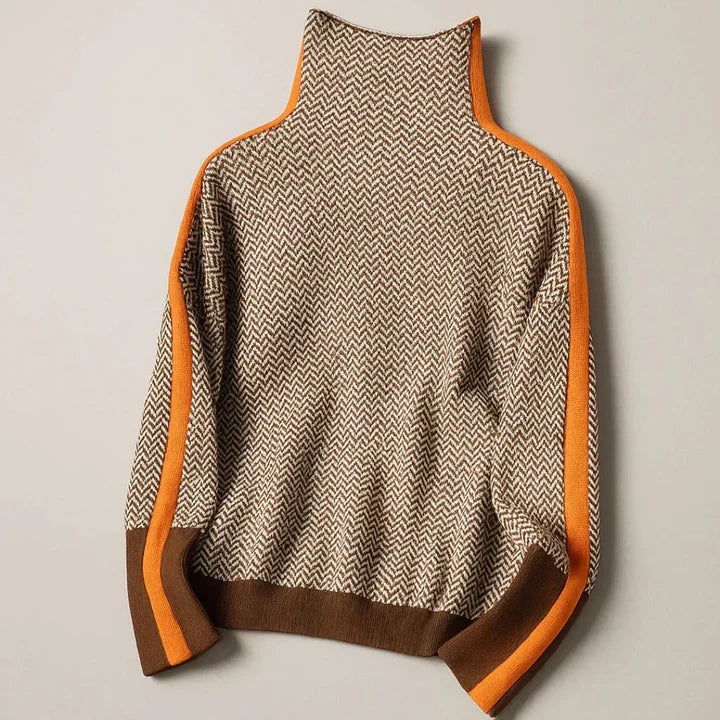 Lucía | Pull à col montant avec rayures contrastées
