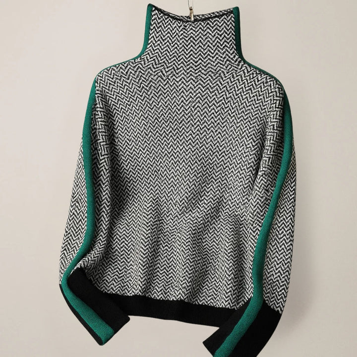Lucía | Pull à col montant avec rayures contrastées