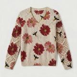 Nia | Pull chic fleuri en maille