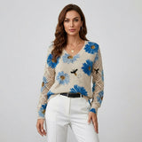Nia | Pull chic fleuri en maille