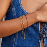 Victory | Bracelet en onyx et pierre précieuse blanche
