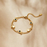 Victory | Bracelet en onyx et pierre précieuse blanche