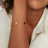 Victory | Bracelet en onyx et pierre précieuse blanche