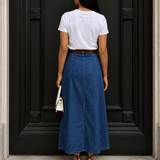 Jupe en denim trapèze taille haute