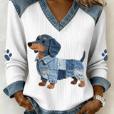 Anca | Pull douillet à motif patchwork de chiens
