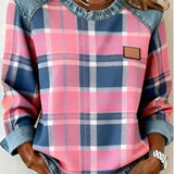 Erica – Femme Flannel SWEAT À CAPUCHE avec denim détails