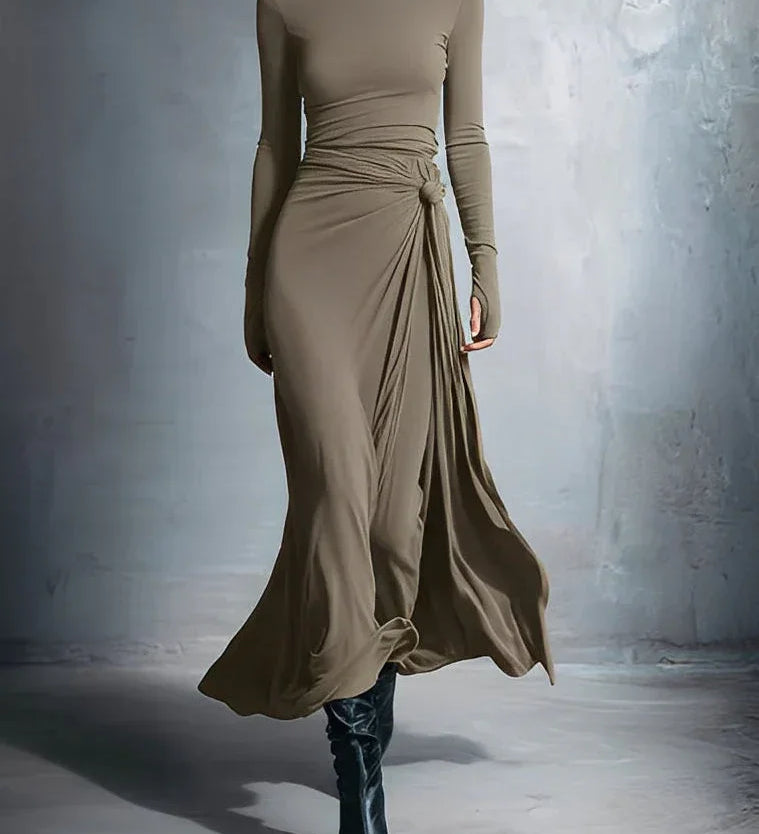 Renee | Robe longue élégante au drapé raffiné